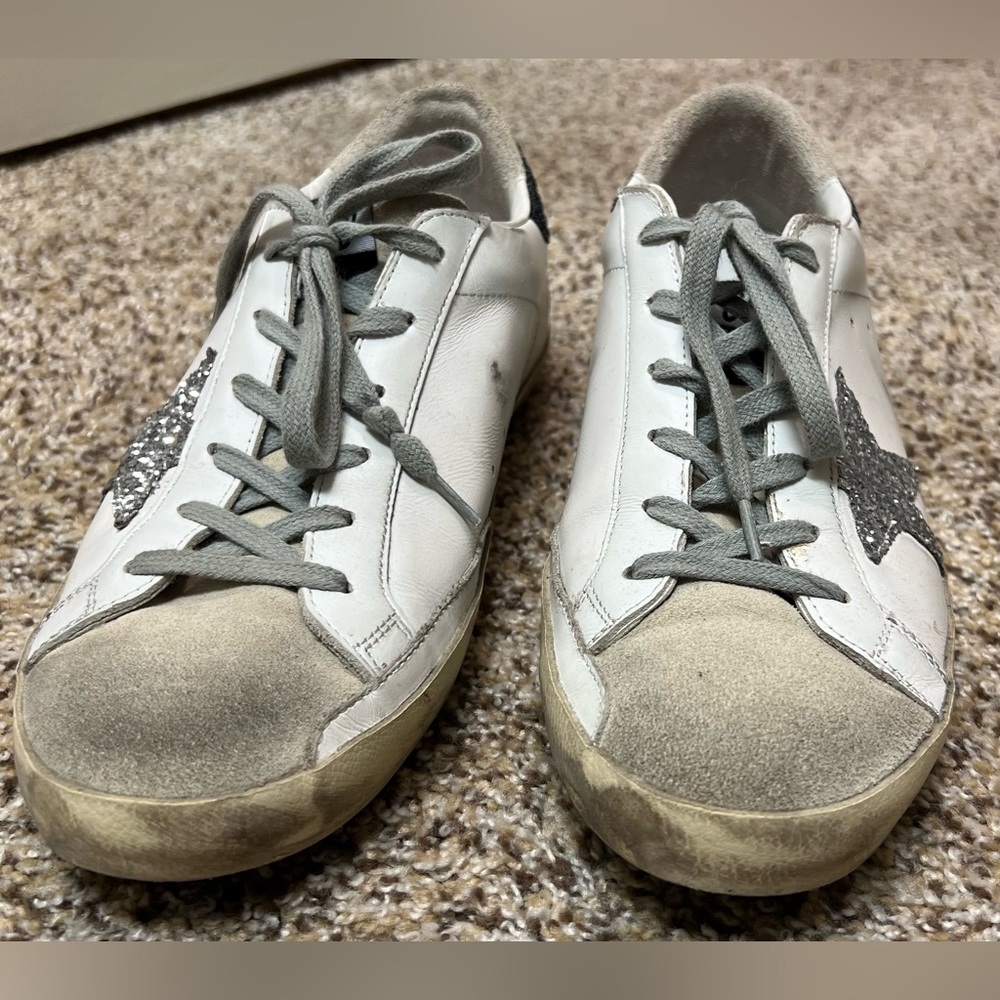 Golden Goose Women’s sneakers silver navy sparkly size 40. - Picture 9 of 11